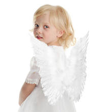 Disfraz de Halloween con alas de Ángel para niños, disfraz de fantasía con plumas blancas y negras, suministros para fiestas, novedad 2024 - compra barato