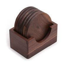 6Pcs/Set Walnut Wood Coasters Placemats Decor Round Heat Resistant Drink Mat Home Table Tea Coffee Cup Pad 2024 - buy cheap