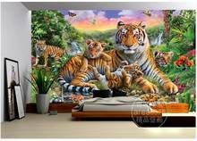 Пользовательские фото обои 3d фрески обои для стен тропический лес животное тигр растение лес водопад роспись бабочками 2024 - купить недорого