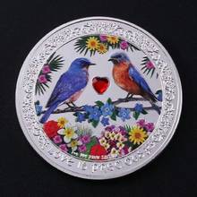 Серебряная Памятная монета со стразами Lovebird, я люблю тебя, романтическое благословение, День Святого Валентина, свадебные подарки 2024 - купить недорого