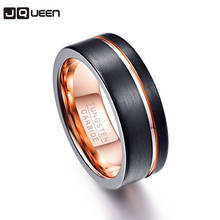 JQUEEN  Tungsten Carbide 8mm Rose Gold Color Wedding Bands Gift Anillos Para Hombres Pierscienie Men Ring 2024 - buy cheap