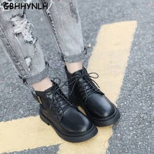 GBHHYNLH 2019 Chunky Women Boots Short Square Heels ankle boots for women casual snow Shoes women black boots leather LJA809 2024 - buy cheap