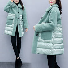 Chaqueta larga de algodón con capucha para mujer, abrigo largo de invierno con cuello redondo, con costura de cordero peludo, 2021 2024 - compra barato