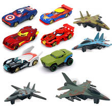 4 pçs/set Alloy Diecast Modelos de aeronaves Do Carro Puxar Para Trás Brinquedo Coleção de Carros de Ônibus carro da polícia carro esporte off-road veículo avião 2024 - compre barato