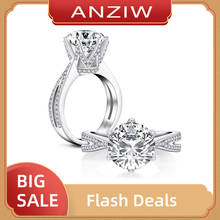 ANZIW Princess 925 Sterling Silver Solitaire Ring Engagement Wedding 3.5 Carats Round Halo Rings anillos plata 925 para mujer 2024 - buy cheap