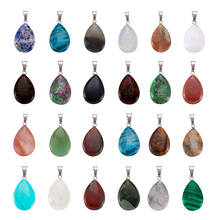 50pcs Natural & Synthetic Mixed Stone Pendants Teardrop Slide Charms for DIY Jewelry Making Necklace Accessories 2024 - buy cheap