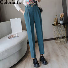 Colorfaith New 2022 High Waist Korean Fashion Elegant Office Lady Ankle-Length With Belt Spring Summer Women Suit Pants P7223 2024 - buy cheap