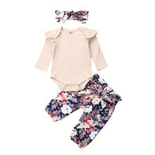 0-18M Toddler Baby Girl Cotton Long Sleeve Romper Bodysuit Flower Pants Clothes Set 16 orders 2024 - buy cheap