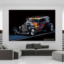 Quente haste hotrod personalizado esporte carro sala de estar decoração da parede casa arte decoração quadro de madeira lona posters impressões 2024 - compre barato