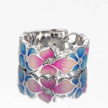 New Arrival Luxury Fashion Colorful Flower Enamel Jewelry Stainless Steel Rings for Women Pretty Charm Silver Colors Big Ring 2024 - compre barato