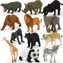 12pçs original genuíno, bonecos de fazenda do zoológico africano savanna rei animal king tigre panada elefante urso, brinquedos de presente para crianças 2024 - compre barato