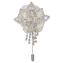 Tassel Diamond Glitter Groom Buttonhole Wedding Ivory Flowers Boutonniere Groomsmen Boutonniere Para Hombre Ceremony Flower He 2024 - buy cheap