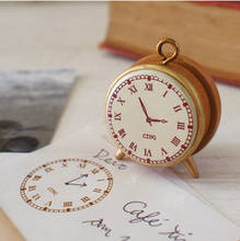 Japanese Creative Decole Retro Compact Clock Shape Wooden Seal DIY PDA Accessories Seal Vintage Seal Manual 2024 - buy cheap