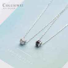 Colusiwei Authentic 925 Sterling Silver Clear CZ Shiny Dazzling Minimalist Pendant Necklace for Women Link Chain Necklace 2024 - buy cheap