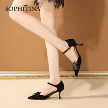 SOPHITINA Party Women's Sandals Rhinestone Flower Decoration Buckle Elegant Stiletto Shoes Cover Heel Spring Female Shoes AO740 2024 - buy cheap