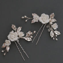Crystal Pearl Hair Pins Clips Flower Leaf Hairpins For Women Brides Headpieces Headdress Wedding Accessories Bridal Jewelry 2024 - buy cheap