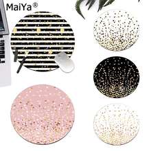 Maiya mouse pad flutuante de silicone, mouse pad redondo preto e dourado, antiderrapante, mouse pad para computador portátil, mousepad para jogos 2024 - compre barato