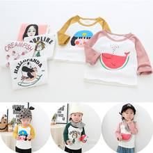 Outono Coreano raglan t shirt da menina das crianças Dos Desenhos Animados impresso t shirt longo da luva das crianças Meninos e meninas moda top TP19006 2024 - compre barato