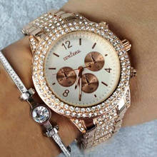 Relojes de lujo con diamantes de oro rosa para mujer, pulsera femenina con diamantes de imitación, a la moda, 2021 2024 - compra barato