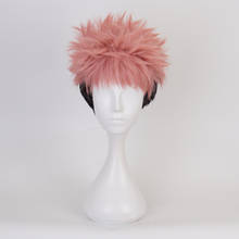 Jujutsu Kaisen Yuji Itadori-pelucas de Cosplay para hombre, pelo sintético resistente al calor, color rosa, Marrón mezclado, con gorro 2024 - compra barato