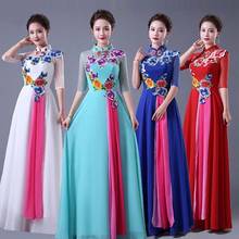 Choir costume long cheongsam female retro chinese style stage costume show middle-aged and elderly chorus dongsam evening dresss 2024 - buy cheap