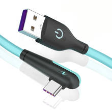 Cable USB tipo C de carga rápida para móvil, Cable de datos de silicona líquida, 90 grados, para Huawei P40, P30 Lite Pro, Xiaomi Redmi Note 8 2024 - compra barato