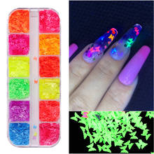 Fluorescence Butterfly Nail Art Glitter Sequins 3D Mermaid Colorful Flakes Holographic Nails Decorations Manicure Accessories 2024 - buy cheap