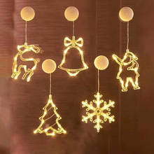 Рождественский колокольчик, снеговик, звезда, огни, праздничное украшение окна, светодиодная лампочка с питанием от батареи, Рождественская гирлянда для домашнего декора, колокольчик 2024 - купить недорого