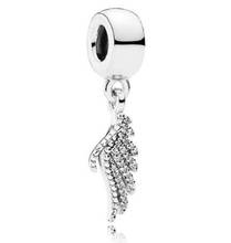 Genuine 925 Sterling Silver Charm Majestic Feathers With Crystal Pendant Beads Fit Pandora Bracelet & Necklace DIY Jewelry 2024 - buy cheap