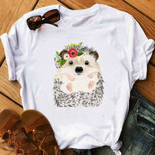 Women clothes 2021 Harajuku kawaii Mushroom hedgehog animal printed tshirt femme cute summer top female white t-shirt lovely tee 2024 - buy cheap