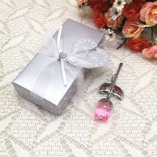 12 шт./лот, свадебные сувениры и подарки, подарки для гостей, хрустальные Розовые розы, Длинные Стволовые розы, подарки на день Святого Валентина 2024 - купить недорого
