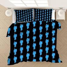 Preto azul dot música pessoas conjunto de cama rei único capa edredão fronha têxteis para casa crianças meninas meninos presente 2024 - compre barato