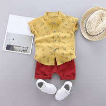 Fashion Toddler Infant Kids Baby Boys Clothes Short Sleeve Cartoon Floral Printed Gentleman Shirt Tops Shorts Outfits Set#p4 2024 - buy cheap