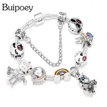 Buipoey Animal Pendant Charm Bracelets For Women Silver Color Beaded Original Girls Boys Kids Bracelet Bangle Jewelry Gift 2024 - buy cheap