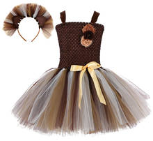 Girl Brown Lion Tutu Dress Baby Girls Birthday Party Dress with Headband Kids Halloween Pageant Perform Animal Cosplay Costume 2024 - buy cheap