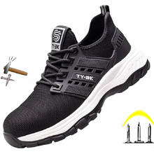 Novo trabalho de segurança botas de aço toe saftyshoes homens tênis ao ar livre à prova de punctura botas homens sapatos industriais indestrutíveis botas 2024 - compre barato
