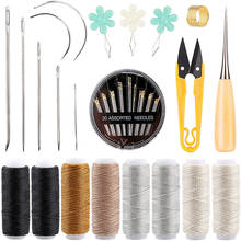 Miusie agulha de costura kit com awl, agulhas de costura de couro, 54 fios de couro adequados para costura manual de couro 2024 - compre barato