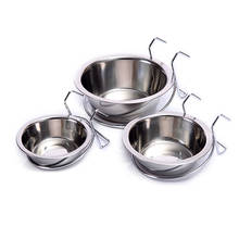 Pet Feed Tool Stainless Steel Pet Dog Bowl Food Water Drinking Cage Cup Hanger Food Water Bowl Travel Bowl For Pet Feeding Tools 2024 - buy cheap