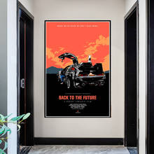 Poster de volta para o futuro do filme legal carro pintura da lona cartazes e impressões da arte da parede do vintage para a sala de estar decoração 2024 - compre barato