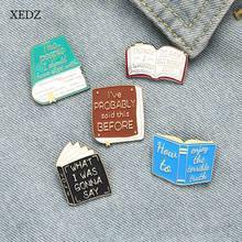 XEDZ-broche esmaltado de dibujos animados para niños, divertido libro de biblioteca, decoración de ropa de lectura, insignia de regalo 2024 - compra barato