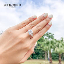 AINUOSHI-anillo de compromiso de plata de ley con forma de cojín para mujer, sortija de compromiso con forma de diamante, de 3 piedras, 10x10mm 2024 - compra barato