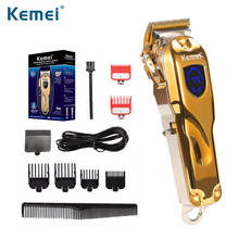 Kemei-aparador profissional de cabelo, sem fio, 4 alavancas de ajuste para barba, tela lcd 2024 - compre barato