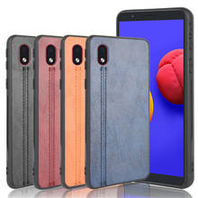For Samsung Galaxy A01 Core Case Luxury Calfskin PU Leather lines Hard Back Cover Case For Samsung M01 Core A 01 M 01 Phone Case 2024 - buy cheap