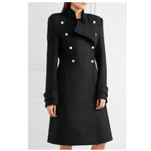 2021 Spring Winter Women Fashion Simple Black Wool Coat Female Double Breasted Windbreaker Slim Autumn Mid-Length Outerwear 2024 - buy cheap