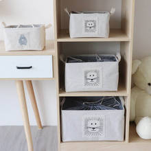 Nordic Style Cotton and Linen Storage Box Foldable Lion Bear Toys Clothes Storage Basket Organizer 2024 - buy cheap