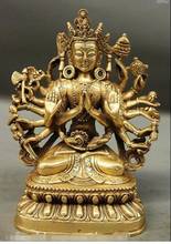 YM 306 7 "тибетская Тантра буддистская латунная статуя с 18 руками Маха кунди мать Будда Кван-Инь 2024 - купить недорого