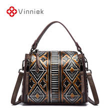 Vintage couro bolsa feminina mão original escovado bolsa de couro em relevo bolsas femininas na moda bolsa de ombro cor costura design 2024 - compre barato