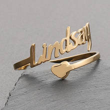 Aço inoxidável personalizado nome anéis cor do ouro ajustável anel placa de identificação jóias para o bebê feminino acessórios presente 2024 - compre barato