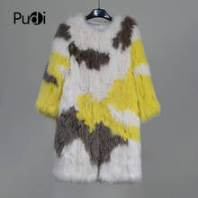 Зимнее Новое модное женское вязаное теплое пальто Pudi CT815 из натурального Лисьего меха, красочные куртки для девочек, свитеры, длинные пальто 2024 - купить недорого