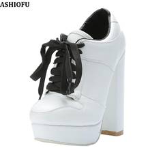 ASHIOFU-zapatos de tacón grueso hechos a mano para mujer, calzado de vestir con cordones cruzados para fiesta de graduación, zapatos de plataforma de corte de noche a la moda 2024 - compra barato